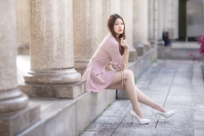 [Mzsock] NO.068 Liu Meiyun short skirt high heels beautiful legs outdoor shot street photography#[45P]-33